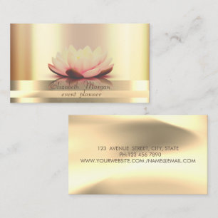 Gold Stripes Ombre Holographic Lotus Gold Business Card