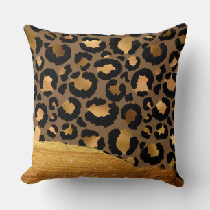 Gold Stripes on Metal Glamour Cheetah Skin Cushion