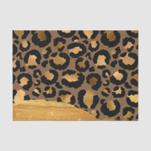 Gold Stripes on Metal Glamour Cheetah Skin Tissue Paper