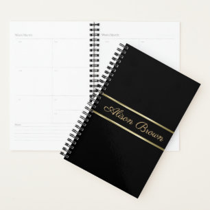 Gold Stripes Over Black Background Planner