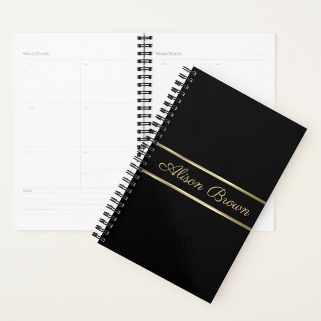 Gold Stripes Over Black Background Planner (Display)