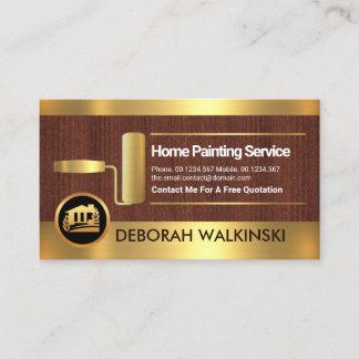 Gold Stripes Roller Paint Brush Home Painter Business Card