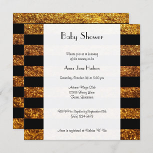 Gold Stripes, Striped Pattern, Lines, Baby Shower Invitation