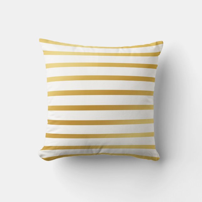 Gold stripes striped pattern White wedding design Cushion (Front)