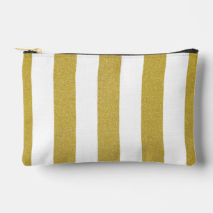 Gold Stripes, White Stripes, Striped Pattern Accessory Pouch
