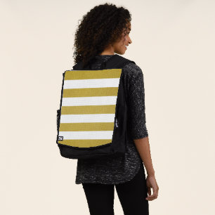 Gold Stripes, White Stripes, Striped Pattern Backpack