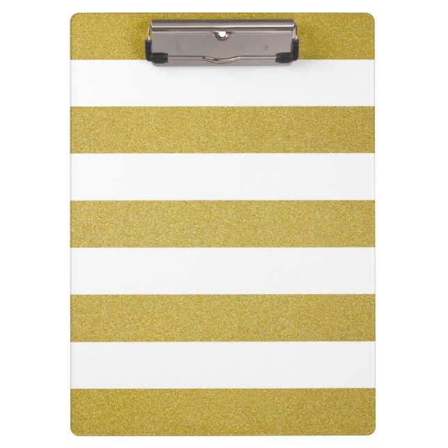 Gold Stripes, White Stripes, Striped Pattern Clipboard (Front)