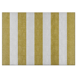 Gold Stripes, White Stripes, Striped Pattern Cutting Board