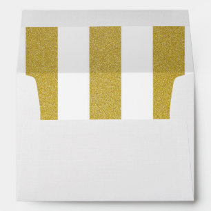 Gold Stripes, White Stripes, Striped Pattern Envelope