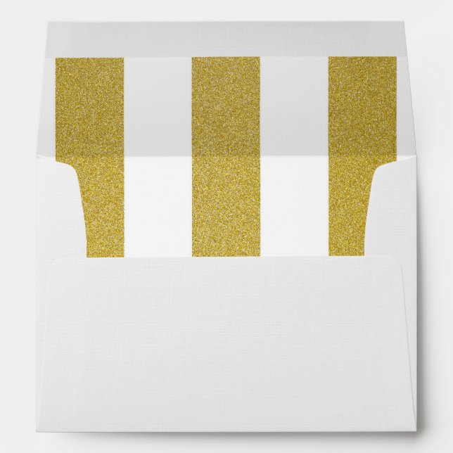 Gold Stripes, White Stripes, Striped Pattern Envelope (Back (Bottom))