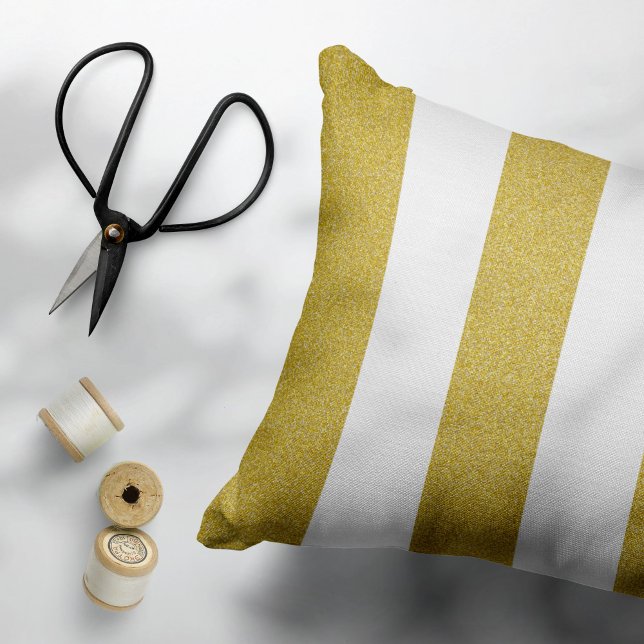 Gold Stripes, White Stripes, Striped Pattern Pillowcase (Creator Uploaded)