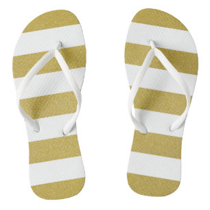 Gold Stripes, White Stripes, Striped Pattern Thongs