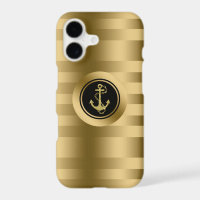 Gold Stripes With Nautical Anchor