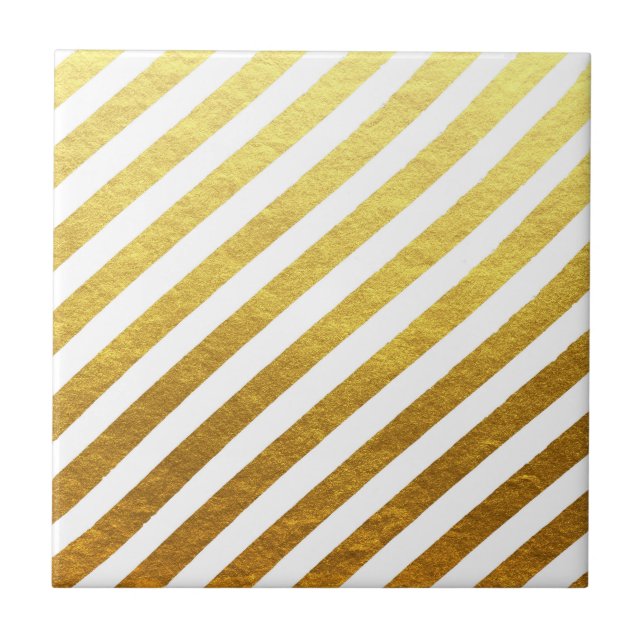 Gold  Strips Ceramic Tile (Front)