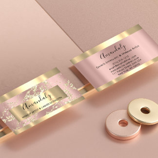 Gold Strokes Marble Beauty Shop Rose Spa Makeup Business Card