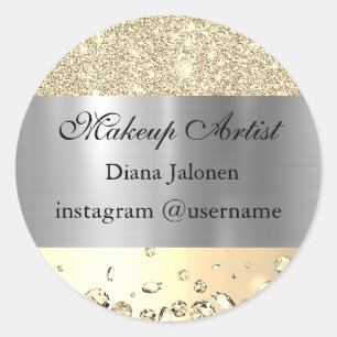 Gold Strokes Marble Beauty Shop Rose Spa Makeup  Classic Round Sticker