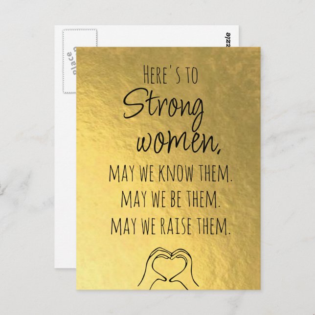 Gold Strong Women Motivational Postcard (Front/Back)