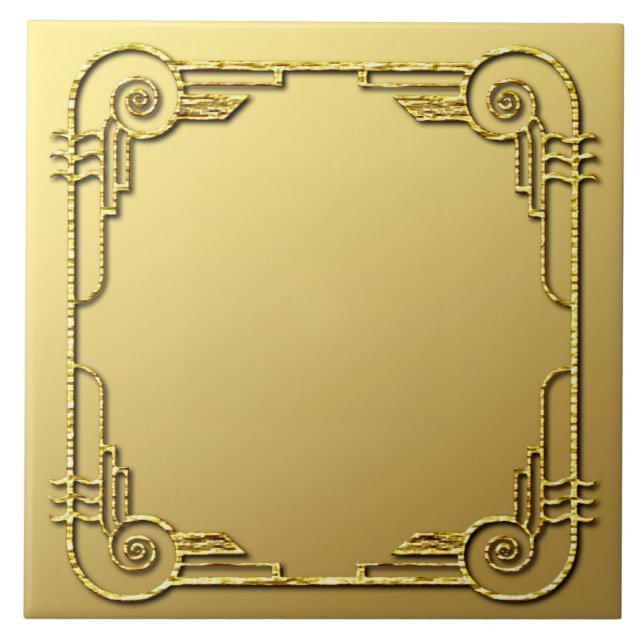 Gold Style Art Deco Design Ceramic Tile (Front)