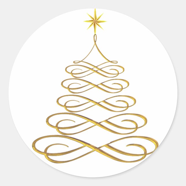 Gold Stylised Christmas Tree Stickers (Front)