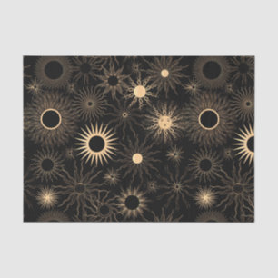 Gold stylised sun sunburst black textured tissue paper
