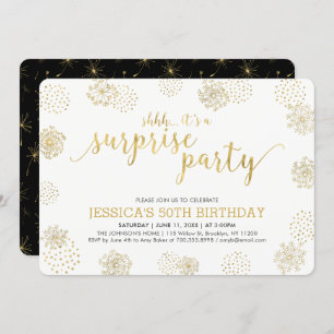 Gold   Stylish Modern Surprise 50th Birthday Party Invitation
