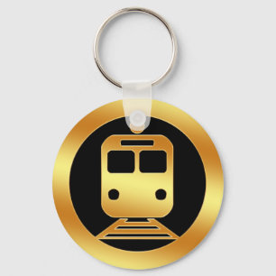 Gold Subway Train Symbol Key Ring