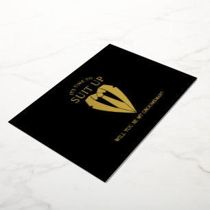 Gold Suit and Tie Personalised Groomsman Proposal