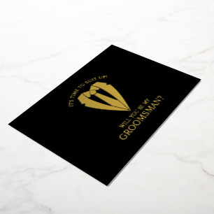Gold Suit Personalised Groomsman Proposal