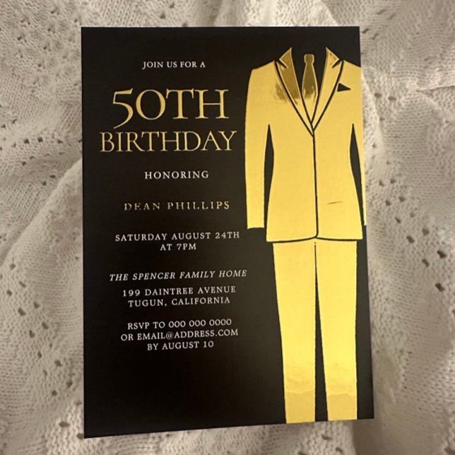 Gold Suit Tie Black Mens 50th Birthday Party Real (Creator Uploaded)