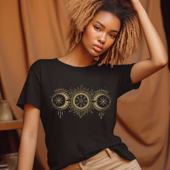 Gold Sun and Moon Design T-Shirt (Creator Uploaded)