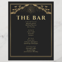 Gold Sun and Moon Tarot Card Wedding Bar Menu