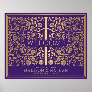 Gold Sun and Moon Tarot Card Wedding Welcome Sign