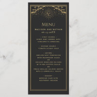 Gold Sun and Moon Tarot Wedding Flat Menu