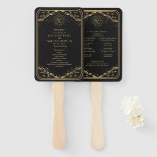 Gold Sun and Moon Tarot Wedding Hand Fan