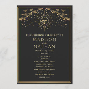 Gold Sun and Moon Tarot Wedding Program