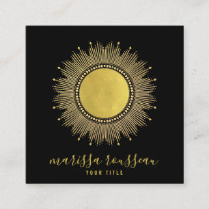 Gold Sun Faux Foil Mandala Black Jewellery Designe Square Business Card