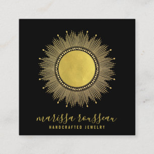 Gold Sun Faux Foil Mandala Black Jewellery Designe Square Business Card