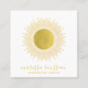 Gold Sun Faux Foil Mandala Black Jewellery Designe Square Business Card