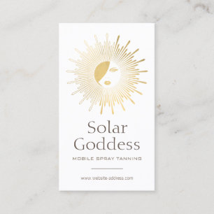 Gold Sun Goddess Girl Spray Tanning Salon Logo I Business Card