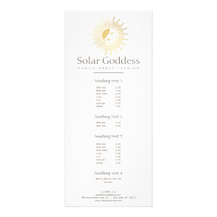 Gold Sun Goddess Girl Spray Tanning Salon Rack Card
