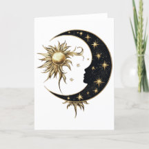 Gold Sun & Moon Greetings Card