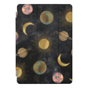 Gold Sun Moon Planets Space illustration iPad Pro Cover