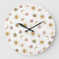 Gold Sun Moon Planets Space White illustration