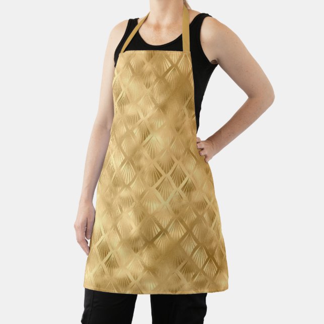 Gold sun rays metallic Art Deco pattern Apron (Insitu)