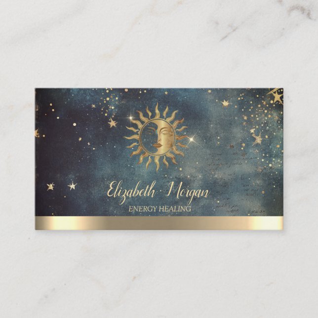Gold Sun Watercolor Business Card (Front)