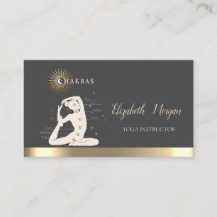 Gold Sun Women Silhouette Yoga Instructor Business Card