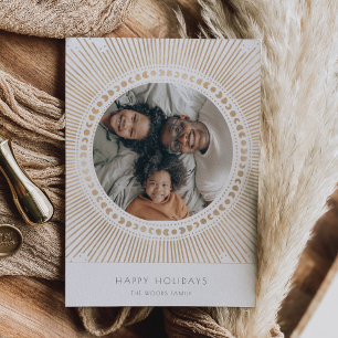 Gold Sunburst Frame Art Deco Photo Holiday Card