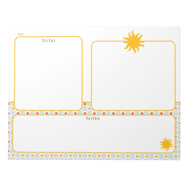 Gold Sunburst To Do Notes Planner Pad (Front)