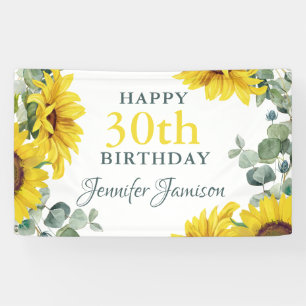 Gold Sunflower 30th Birthday Party Banner