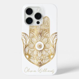 Gold Sunflower Hamsa Hand iPhone 15 Pro Case